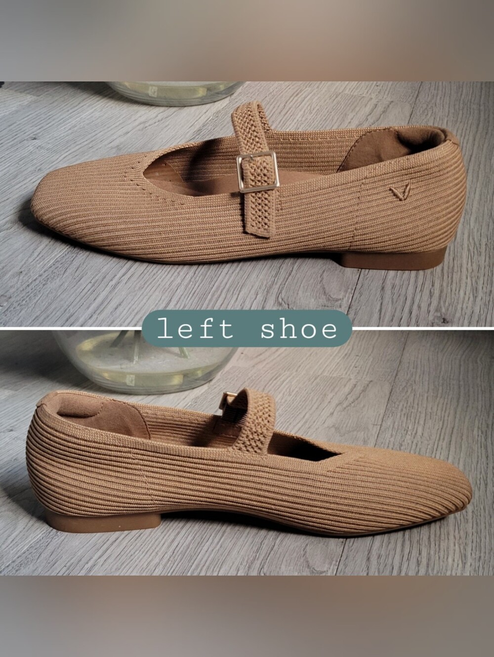 Vivaia Margot Mary Jane Buckle Square-Toe V-Cut Almond Ribbed Flats, US 5 EU 35 - Picture 9 of 15
